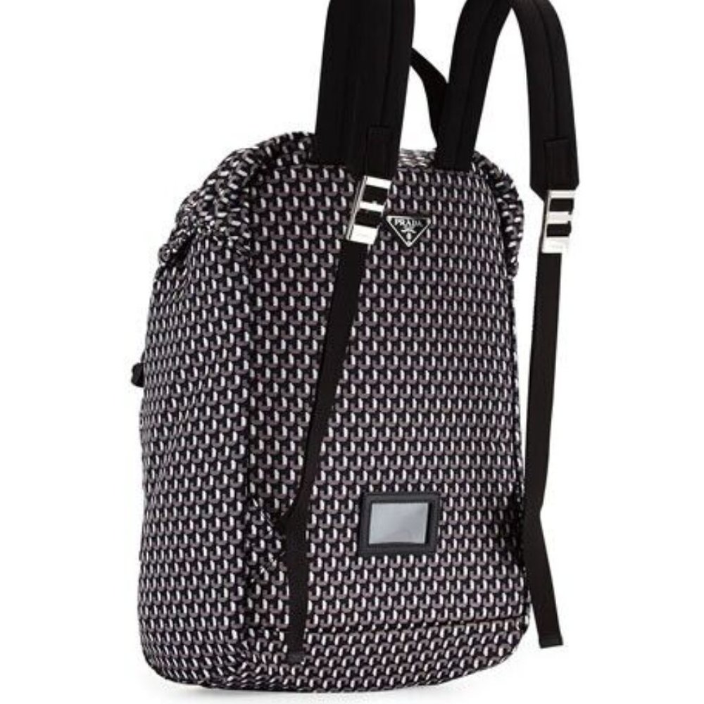 100% AUTHENTIC NEW PRADA MEN/WOMEN NYLON OCTAGON PRINT BACKPACK/BAG - Picture 2 of 4